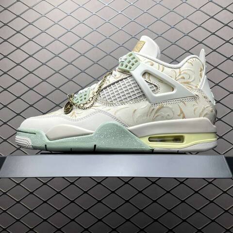 Jordan Air Jordan 4 Somos Eternos IM8116-047 Off White Gold Light Green Basketball Shoe (BS-87278)