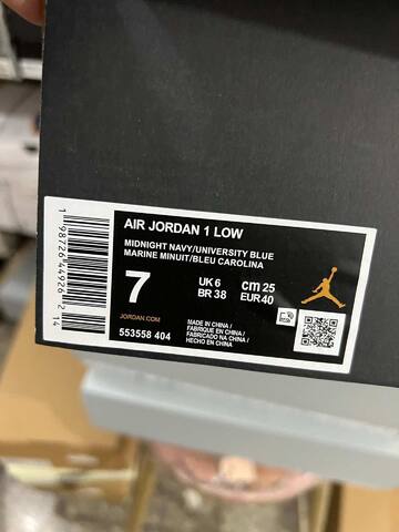 Jordan Air Jordan 1 Low 553558 404 Midnight Navy White University Blue EUR 40 Sneaker - Men's (BS-87152)