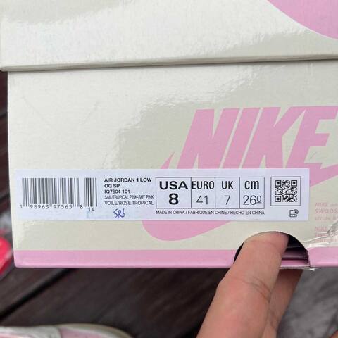 Jordan Air Jordan 1 Low OG SP IQ7604 101 Sail Tropical Pink Shy Pink EU 41 Sneaker - Men's (BS-87177)