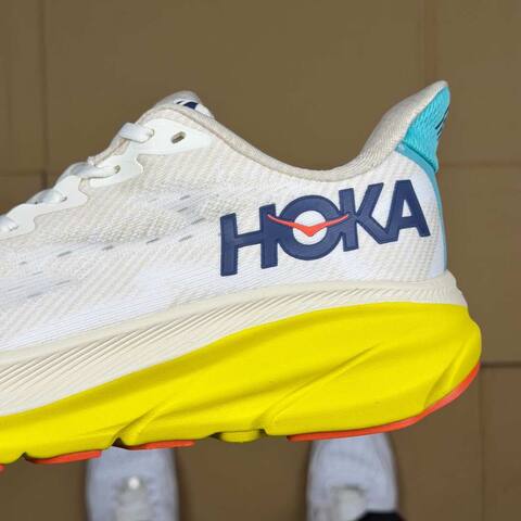 HOKA Clifton 9 White Yellow Orange Blue Running Shoe Running Sneakers (BS-86861)