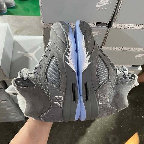 Jordan Air Jordan 5 DD0587-002 Wolf Grey White Ice Blue Basketball Shoe (BS-87288)