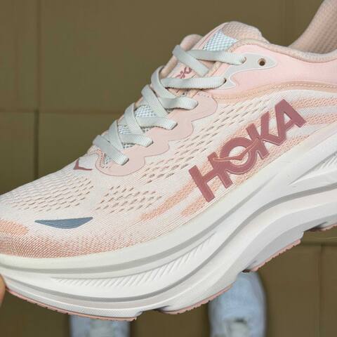 HOKA Bondi 9 Light Pink Off White Rose Running Shoe Running Sneakers (BS-86915)
