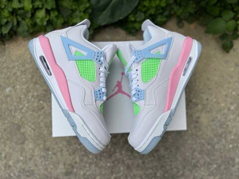 Jordan Air Jordan 4 Retro White Green Pink Light Blue Basketball Shoe (BS-87275)