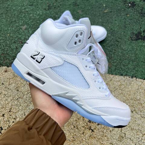 Jordan Air Jordan 5 Retro OG HQ7978 103 White Black Metallic Silver EU 42 Basketball Shoe - Men's (BS-87296)
