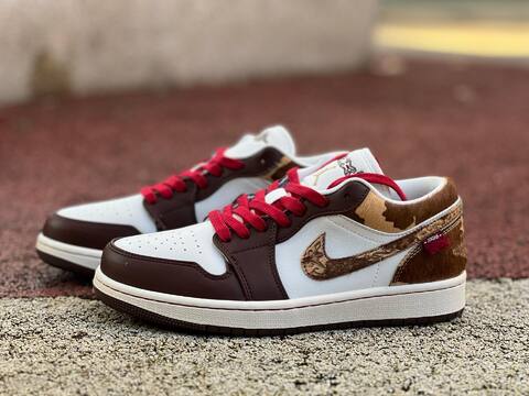 Jordan Air Jordan 1 Low SE IQ5321 121 Sail Hemp Chocolate White Red US 7 5 UK 6 5 BR 39 EUR 40 5 Cm 25 5 Sneaker - Unisex (BS-87241)