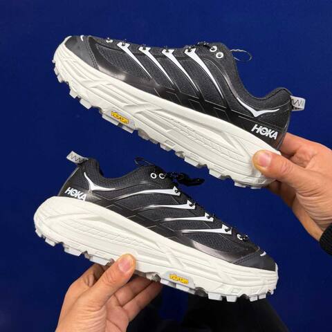 HOKA Mafate Three 2 Black White Cream Trail Shoe Trail Running Sneakers (BS-86808)