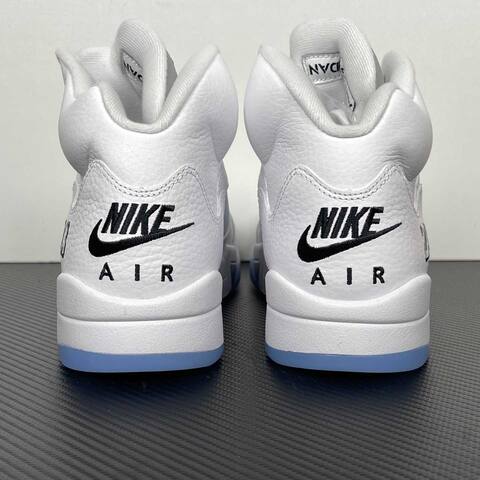 Jordan Air Jordan 5 HQ7978-103 White Metallic Silver Black Blue Basketball Shoe (BS-87293)