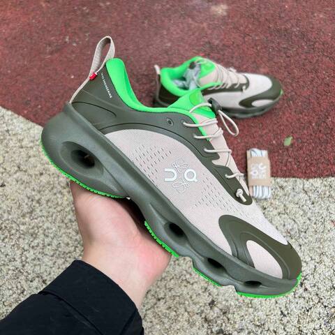 LOEWE x On Cloudsolo 3MF30664724 Khaki Green Sand Neon Green US 8 5 EU 42 UK 8 JP 26 5 Running Shoe Running Sneakers - Men's (BS-86765)