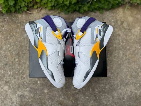 Jordan Air Jordan 8 305381-107 White Grey Yellow Purple Black Basketball Shoe (BS-87314)