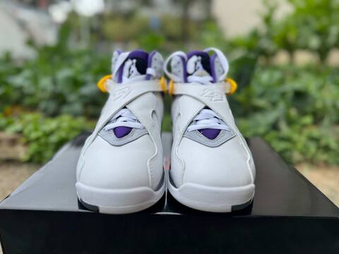 Jordan Air Jordan 8 305381-107 White Grey Yellow Purple Black Basketball Shoe (BS-87314)