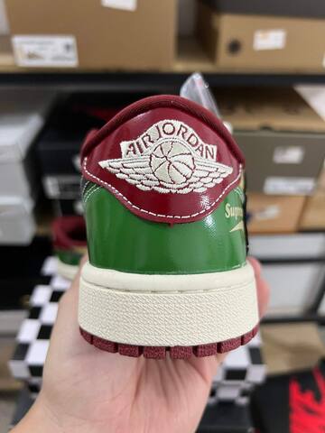Jordan Air Jordan 1 Low Green Beige Red Cream Black Sneaker (BS-87217)
