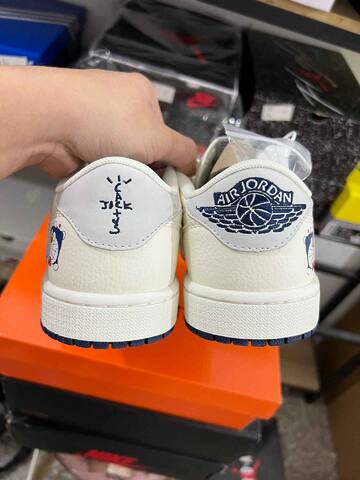 Jordan Air Jordan 1 Low Travis Scott x Doraemon x Louis Vuitton DZ2688-004 Sail Navy Blue White Sneaker (BS-87195)