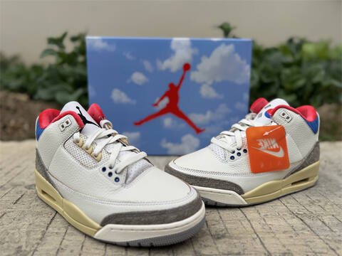 Jordan Air Jordan 3 Retro OG SP IB1482 100 White Black Sport Royal Red US 8 5 UK 7 5 EUR 42 26 5cm Basketball Shoe - Men's (BS-87342)