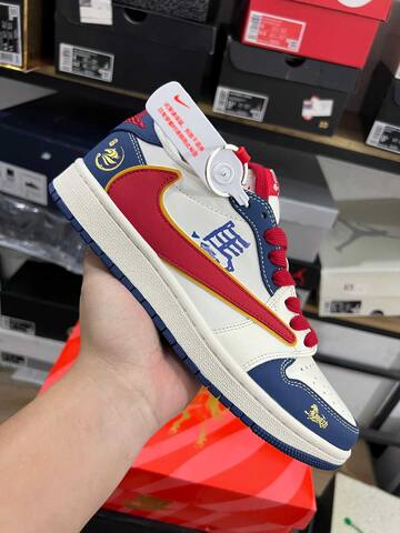 Jordan Air Jordan 1 Low Travis Scott CNY 2026 White Navy Red Gold Sneaker (BS-87214)