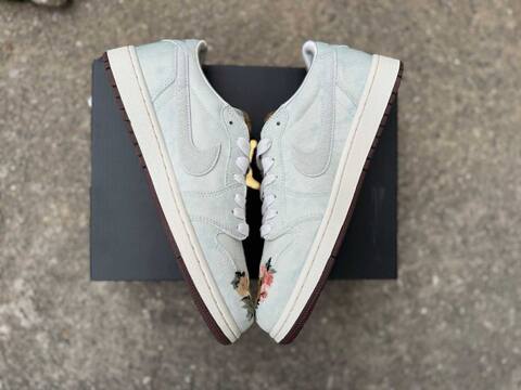 Jordan Air Jordan 1 Retro Low OG CNY IQ1108-011 Light Blue White Sail Brown Gold Sneaker (BS-87193)