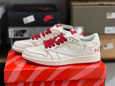 Jordan Air Jordan 1 Low Travis Scott CNY 2026 XT6998-159 Sail Red Gold White Basketball Shoe (BS-87216)