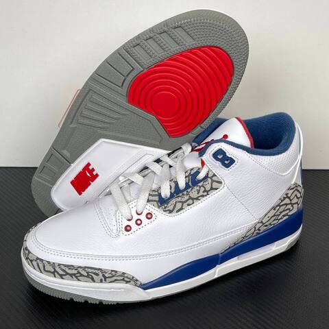 Jordan Air Jordan 3 True Blue 854262-106 White Blue Red Grey Basketball Shoe (BS-87338)