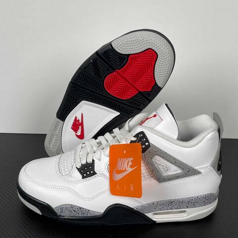 Jordan Air Jordan 4 Retro White Cement FV5029-100 White Black Grey Basketball Shoe (BS-87273)