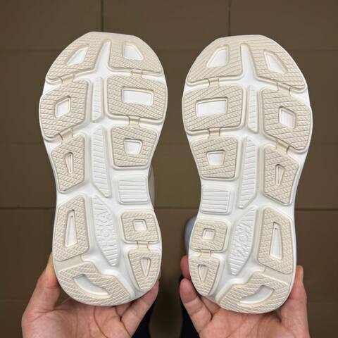 HOKA Bondi 9 Off White Beige Light Blue Running Shoe Running Sneakers (BS-86908)