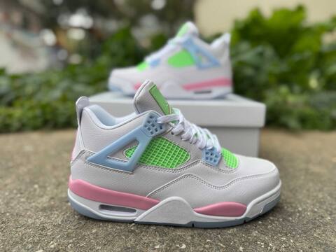 Jordan Air Jordan 4 Retro White Green Pink Light Blue Basketball Shoe (BS-87275)