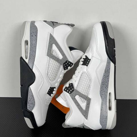 Jordan Air Jordan 4 Retro White Cement FV5029-100 White Black Grey Basketball Shoe (BS-87273)