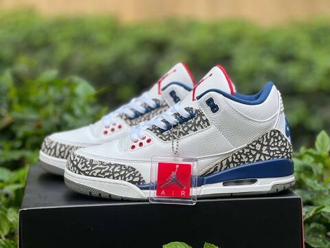 Jordan Air Jordan 3 Retro 854262 106 White Fire Red True Blue Grey US 9 5 UK 8 5 EU 43 Basketball Shoe - Men's (BS-87337)