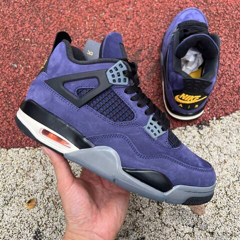 Jordan Air Jordan 4 Retro FV5029 500 Imperial Purple Black Grey Yellow US 8 UK 7 EUR 41 Basketball Shoe - Men's (BS-87259)