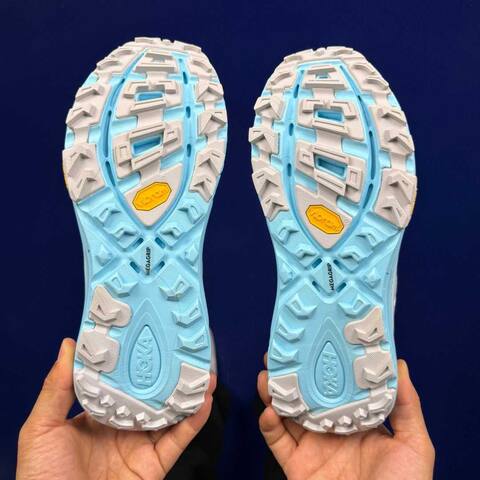 HOKA Mafate Three 2 Off White Light Blue Grey Trail Shoe Trail Running Sneakers (BS-86807)