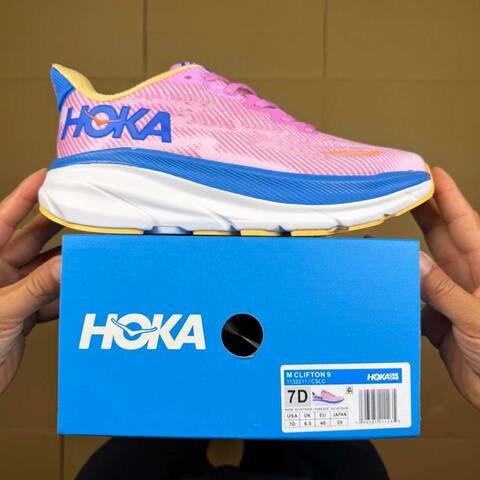 HOKA Clifton 9 Pink Blue White Yellow Orange Running Shoe Running Sneakers (BS-86868)