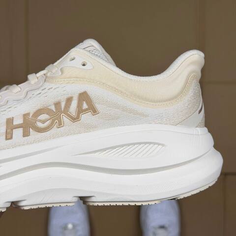 HOKA Bondi 9 Off White Beige Light Blue Running Shoe Running Sneakers (BS-86908)