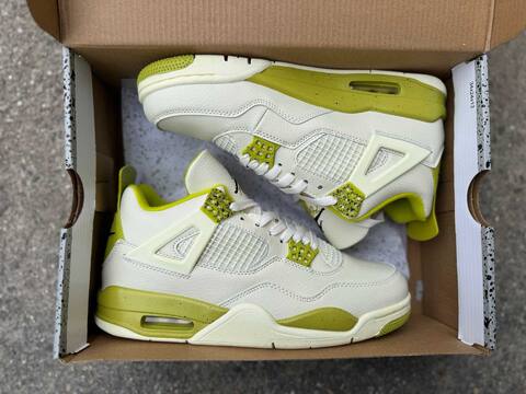 Jordan Air Jordan 4 J Balvin IW2872-700 Sail Bright Yellow Black Basketball Shoe (BS-87276)