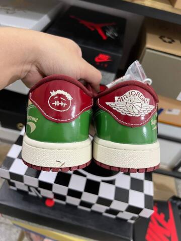 Jordan Air Jordan 1 Low Green Beige Red Cream Black Sneaker (BS-87217)