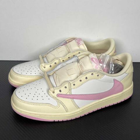 Jordan Air Jordan 1 Low OG SP Travis Scott IQ7604-100 Cream White Pink Yellow Sneaker (BS-87180)