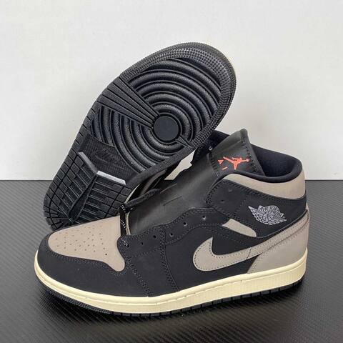 Jordan Air Jordan 1 Mid SE IB7110-002 Black Grey Cream White Sneaker (BS-87184)