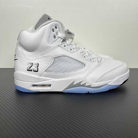 Jordan Air Jordan 5 HQ7978-103 White Metallic Silver Black Blue Basketball Shoe (BS-87293)