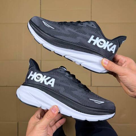 HOKA ONE ONE Clifton 9 Black White Running Shoe Running Sneakers (BS-86863)