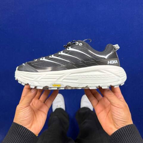 HOKA Mafate Three 2 Black White Cream Trail Shoe Trail Running Sneakers (BS-86808)