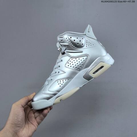 PSG x Air Jordan 6 Retro Paris Silver Metallic AIR JORDAN 6 Aj6 Lifestyle (BS-66835)