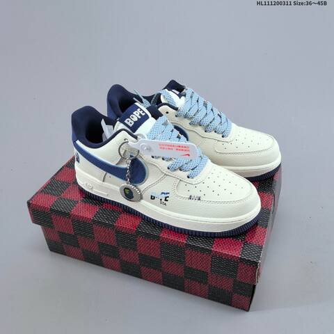 Nike Air Force 1 07 Off White Black Navy Blue EU 36 45 Sneaker EU 36-45 - Unisex (BS-61375)