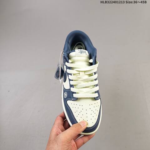 Nike SB Dunk Low Retro DIY Stussy Sail Navy Blue White EU 36-45 Skate Shoe - Unisex (BS-62720)