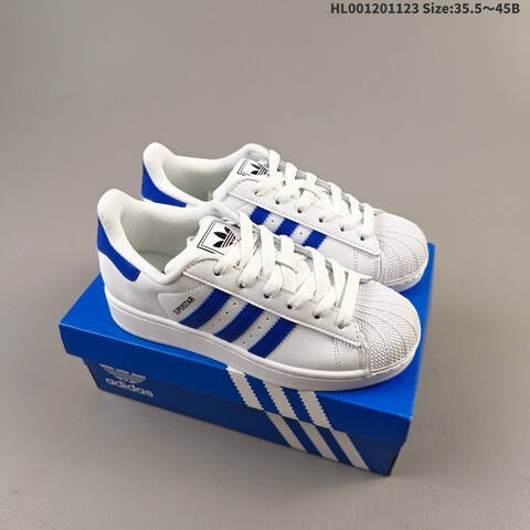 Adidas Superstar White Blue Black EU 35 5-45 Skate Shoe - Unisex (BS-65499)