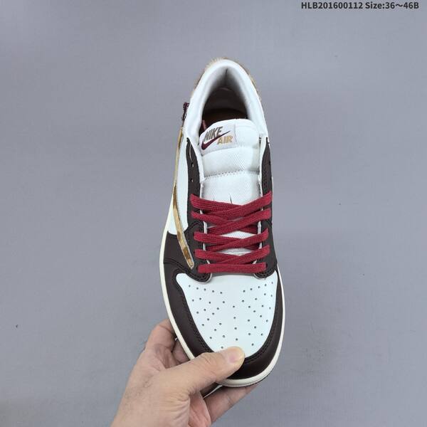Nike Air Jordan 1 Low OG white/black-brown with burgundy laces and camo accent 36~46 lifestyle