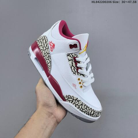 Air Jordan 3 Retro Cardinal Red AIR JORDAN 3 Aj3 Lifestyle (BS-66684)
