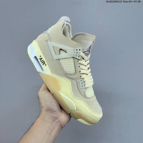 Off-White x Air Jordan 4 Retro Cream Sail OW AIR JORDAN 4 Aj4 Lifestyle (BS-66801)