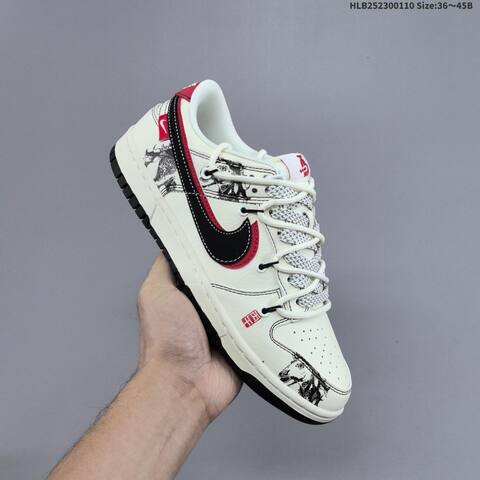 Nike Dunk Low Retro DIY Off White Black Red EU 36-45 Skate Shoe - Unisex (BS-62075)