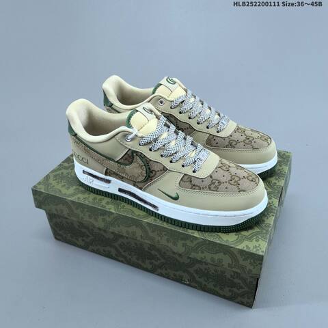 Nike Air Force 1 07 LV8 Beige Dark Green White EU 36-45 Sneaker - Unisex (BS-62053)