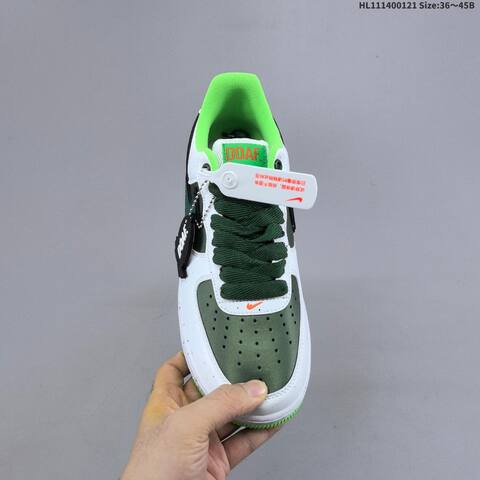 Nike Air Force 1 07 White Dark Green Bright Green Orange Black EU 36-45 Sneaker - Unisex (BS-61843)