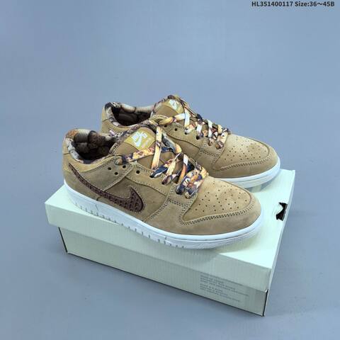 Nike SB Dunk Low Pro IO9508-200 Wheat Brown White EU 36-45 Skate Shoe - Unisex (BS-61945)