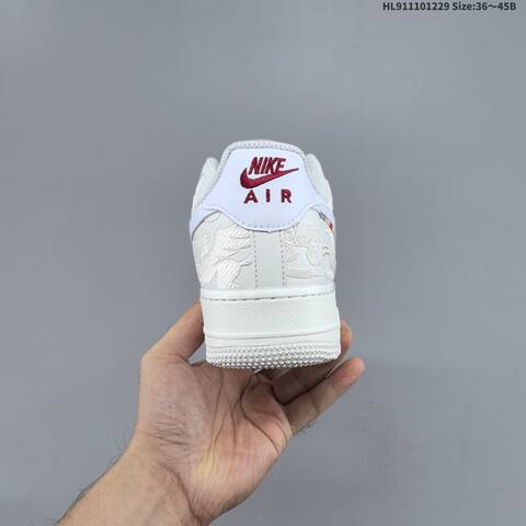 Nike Air Force 1 07 IQ1119 011 Off White White Burgundy Multicolor EU 36 45 Sneaker EU 36-45 - Unisex (BS-62343)