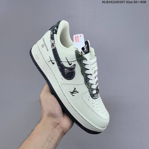 Nike Air Force 1 07 Low Louis Vuitton Off White Black Dark Green Silver EU 36-45 Sneaker - Unisex (BS-61449)